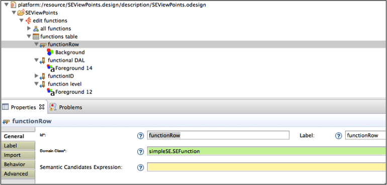Graphical modelling editor defined with Eclipse Sirius technology